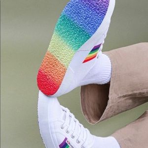 🏳️‍🌈 SUPERGA | White Pride Rainbow Stripe and Sole Size 8.5
